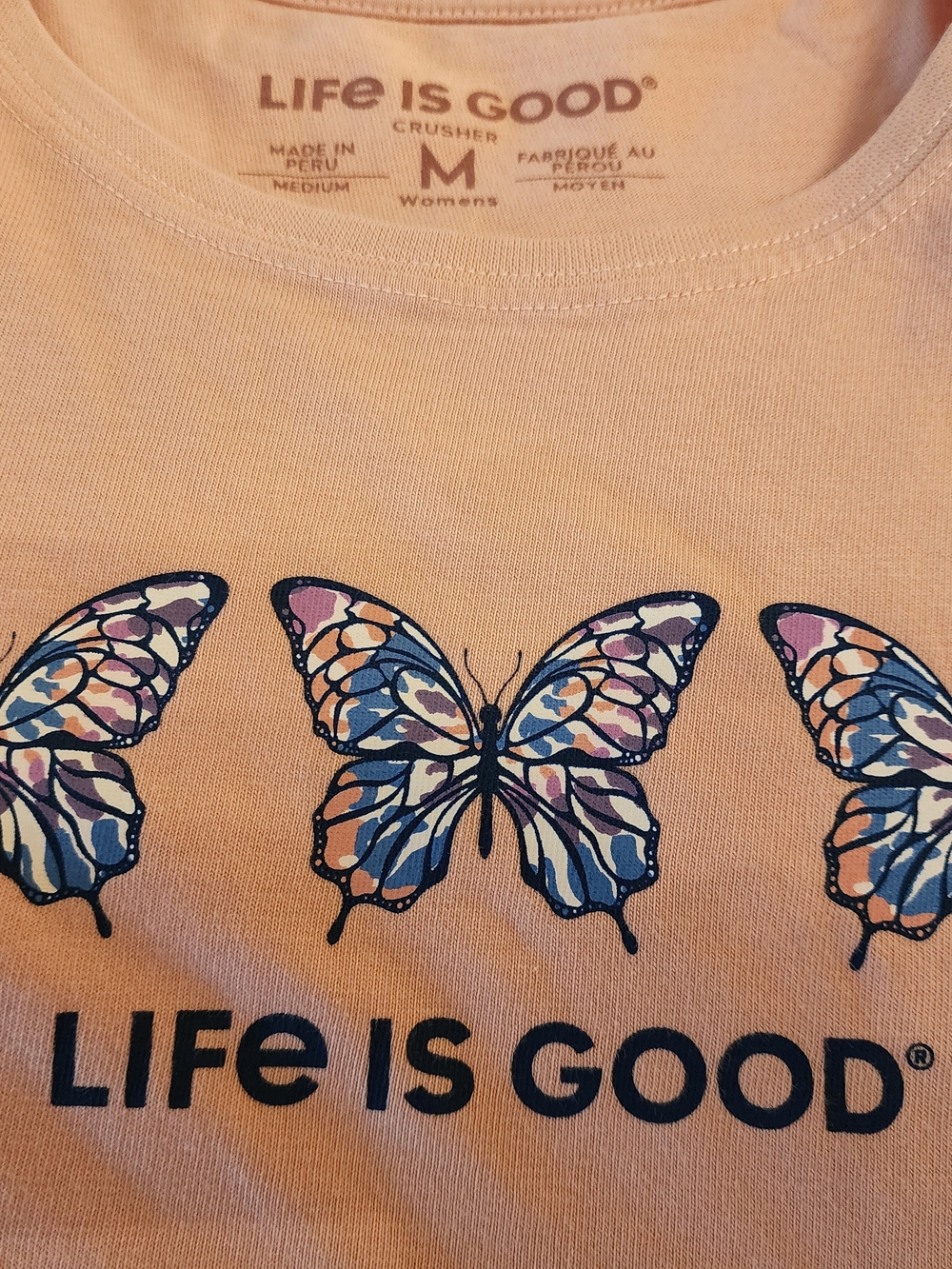 Life is Good Pink Butterfly Graphic Tee - Picture 3 of 5